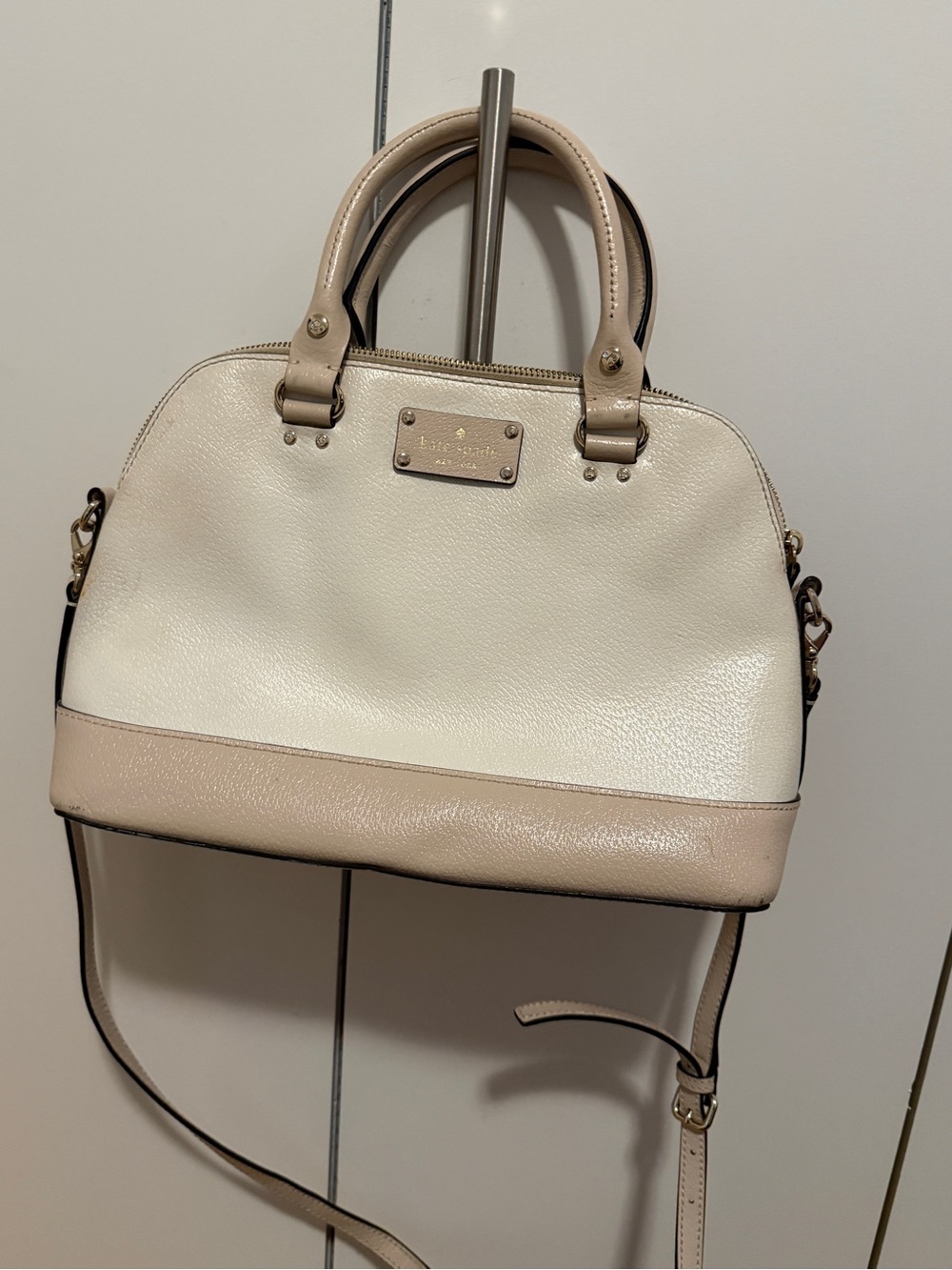 kate spade Cream & Beige Leather Satchel AND matching wallet!!